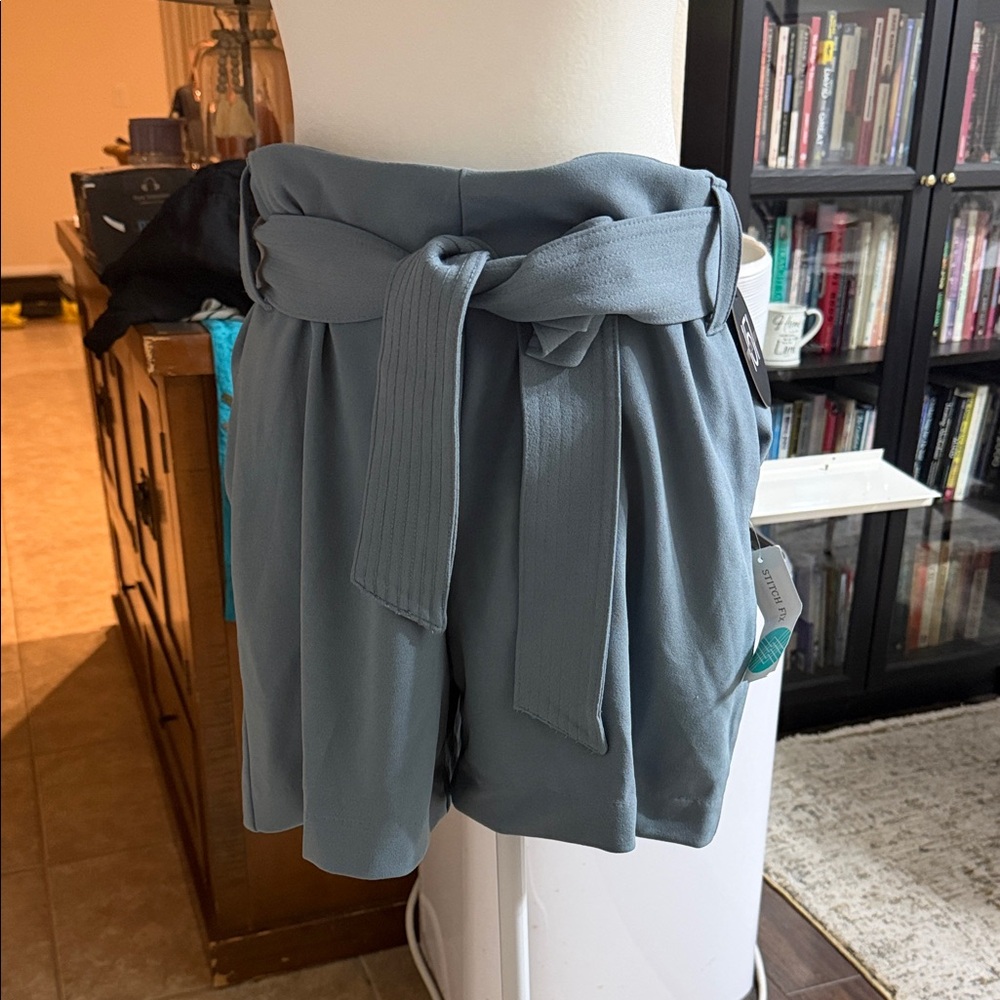one 5 one High Waist Blue Belted Shorts